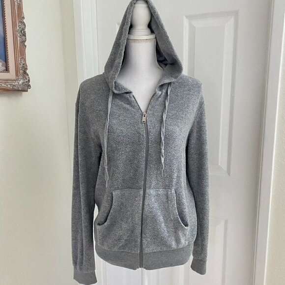 Topshop Tops - Topshop Zip Hoodie Sz 8 Grey Terry Cloth Casual Spring Preowned